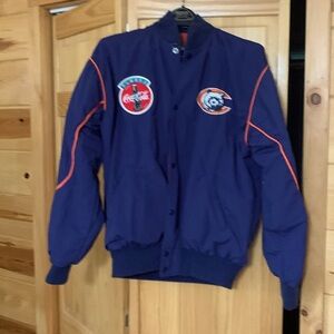 Navy jacket with Cubs, Coke…etc appliques